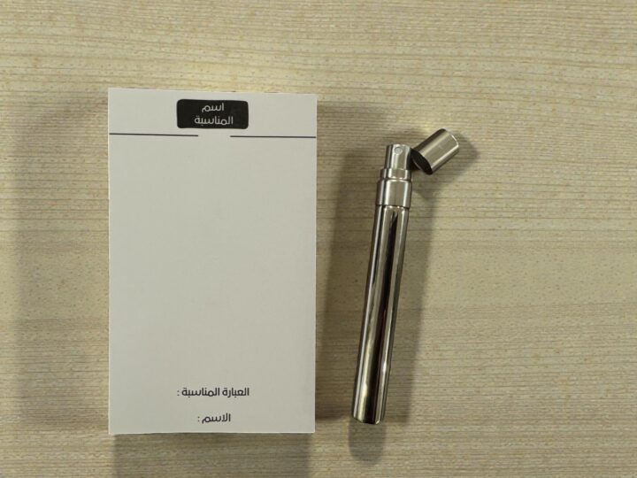 Silver 10ml mini perfume spray favor with plain white card in Kuwait