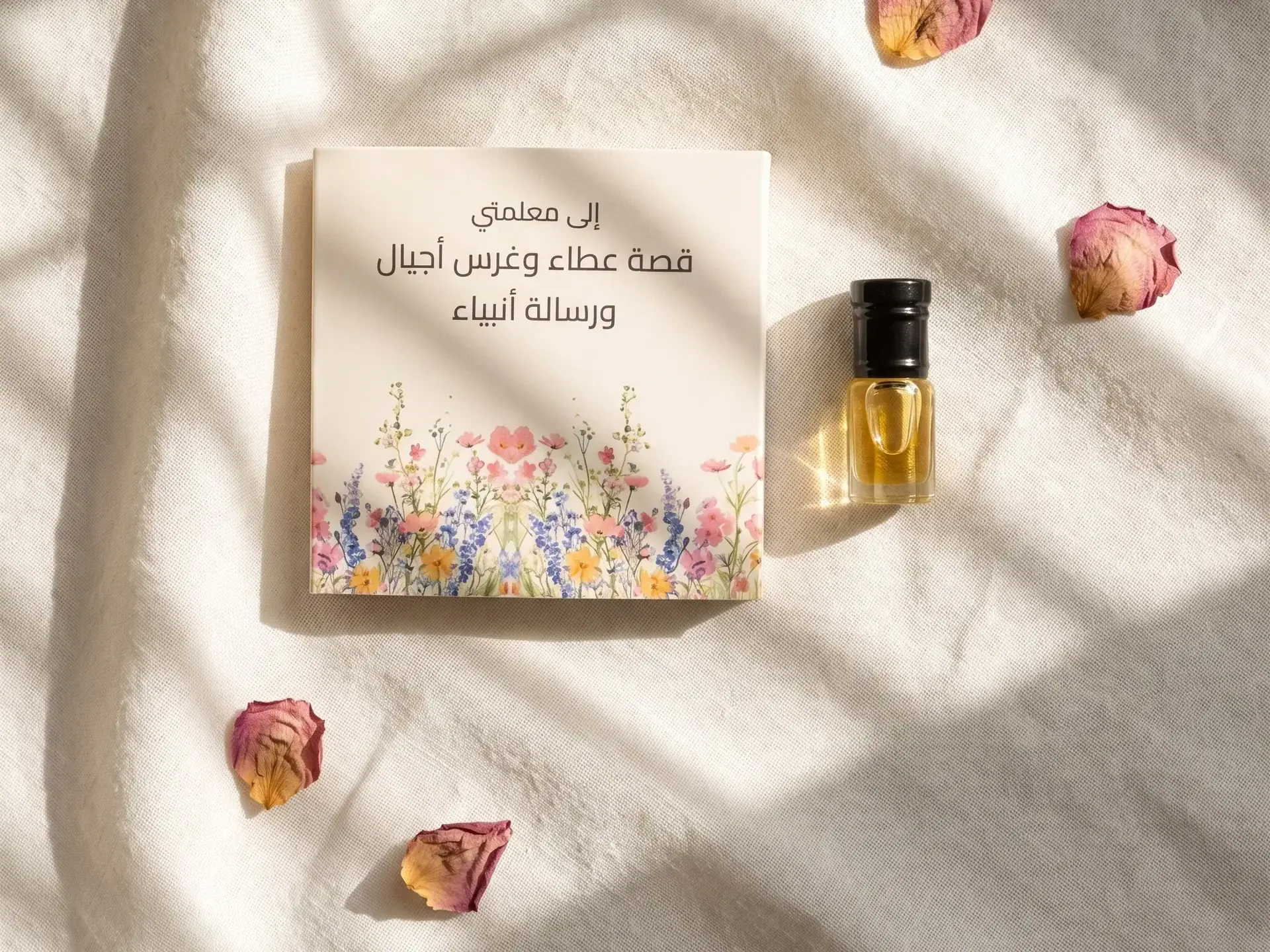 توزيعة بوكس العطر والرسالة مع كيس مخمل — تصميم الورود 1 توزيعة بوكس العطر والرسالة مع كيس مخمل — تصميم الورود